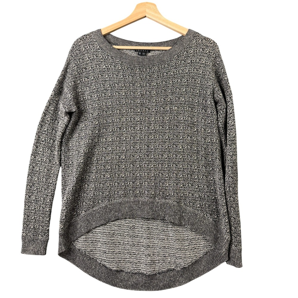 Theory Womens Gray Wool Alpaca Silk Marled High-Low Pullover Sweater Size P/TP